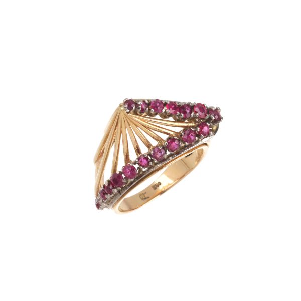 RUBY DOME RING IN 18KT TWO TONE GOLD