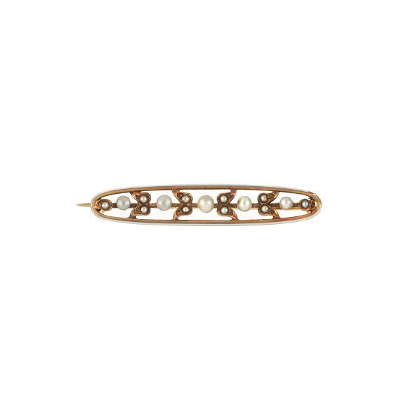 



SMALL PEARL BARRETTE BROOCH IN 14KT GOLD