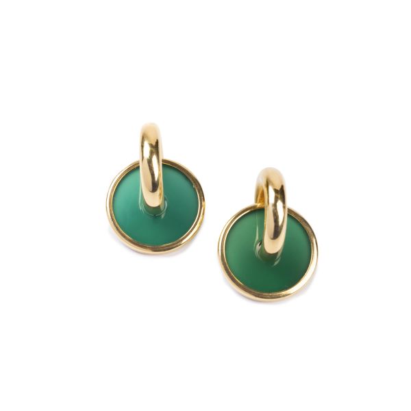 



TWO GREEN CHALCEDONY HOOP EARRINGS IN 18KT YELLOW GOLD