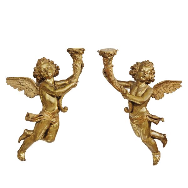 



Roman workshop, second half 17th century, a pair of angels, gilt bronze