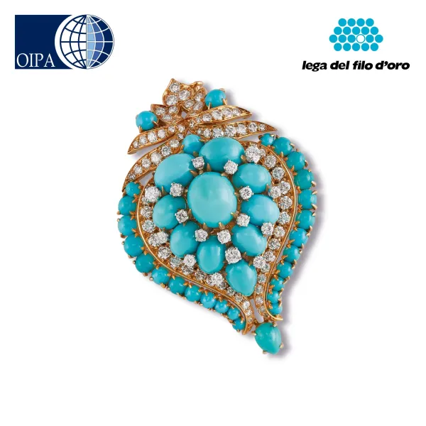 Bulgari - 



BULGARI SPILLA CON TURCHESI E DIAMANTI