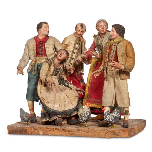 



THREE YOUNG PEASANT MEN AND TWO PEASANT WOMEN, NAPLES, 18TH CENTURY