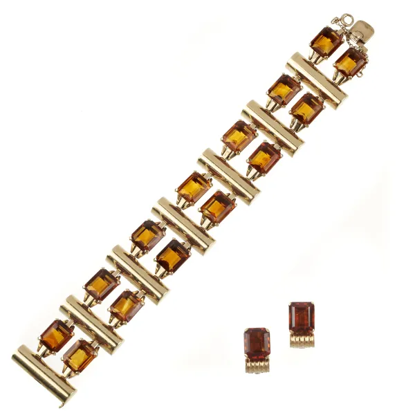 



CITRINE QUARTZ DEMI PARURE IN 14KT GOLD