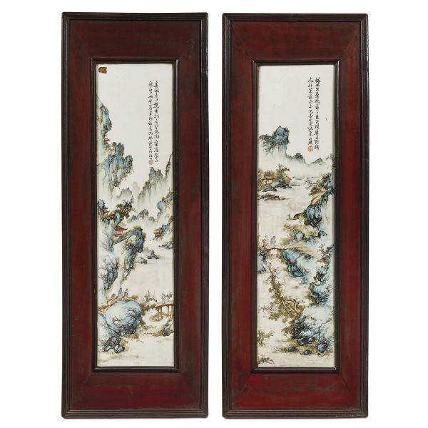 A PAIR OF PLAQUES WITH SEAL&nbsp; OF ZHANG PEIXUAN, CHINA, REPUBLIC PERIOD (1912-1949)