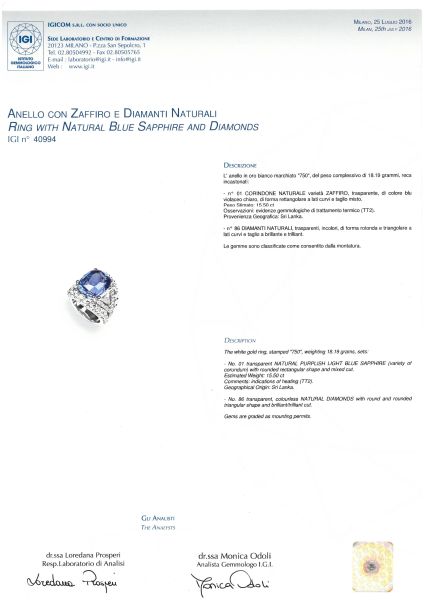 ANELLO A FASCIA CON ZAFFIRO CEYLON E DIAMANTI