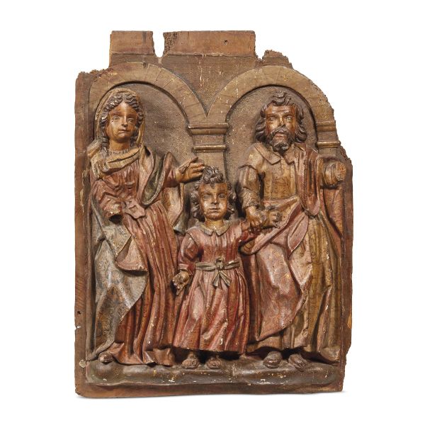 A SPANISH CARVED AND PAINTED WOOD RELIEF, LATE 17TH CENTURY