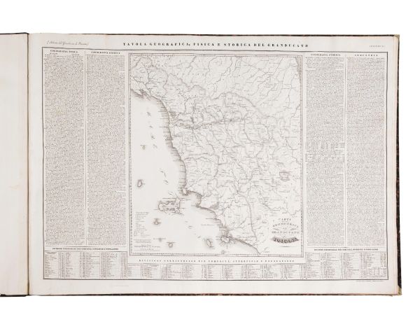 (Atlante - Toscana)   ZUCCAGNI-ORLANDINI, Attilio.   Atlante geografico, fisico e storico del Granducato di Toscana.   Firenze, nella Stamperia Granducale, 1832.                                                       