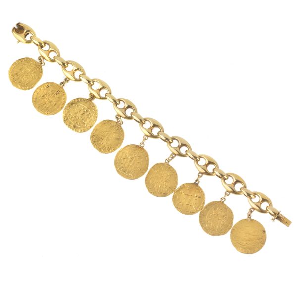 CHAIN COIN BRACELET IN 18KT YELLOW GOLD