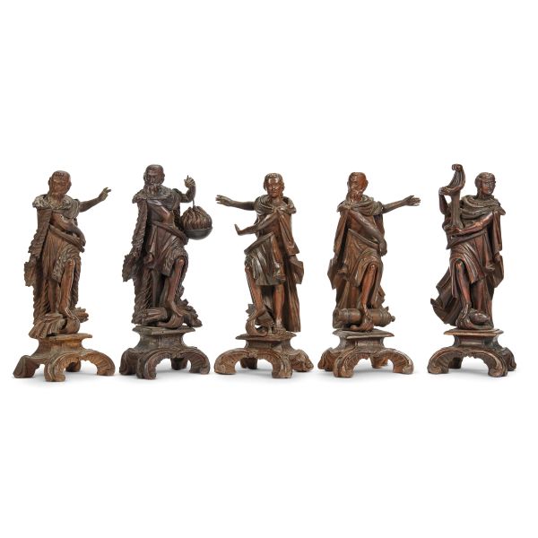 A GROUP OF FIVE VENETIAN FIGURES, 18TH CENTURY