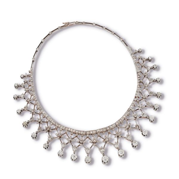 DIAMOND COLLIER IN SILVER AND 9KT ROSE GOLD