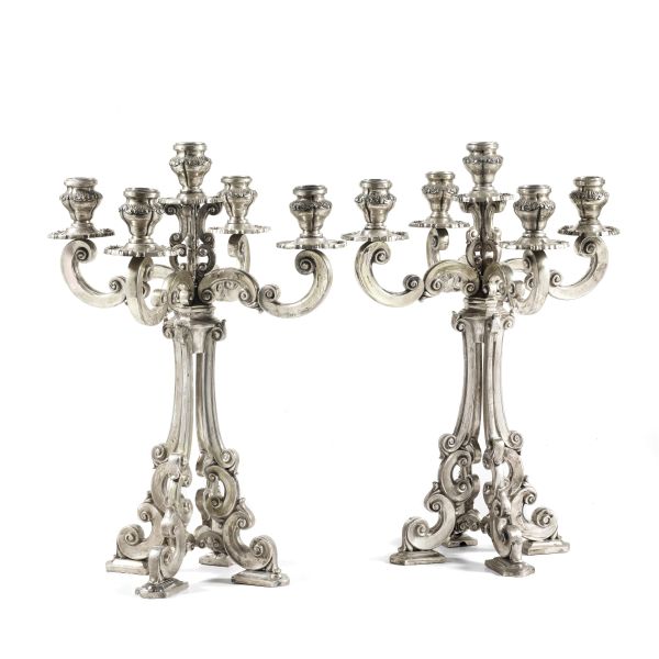 PAIR OF SILVER CANDELABRA, PORTO, END OF 19TH CENTURY