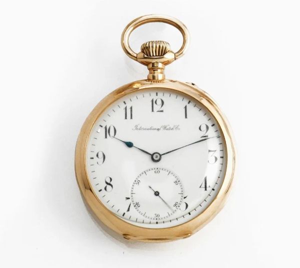  Orologio da tasca, inizi sec. XX, International Watch, in oro giallo 18 kt 