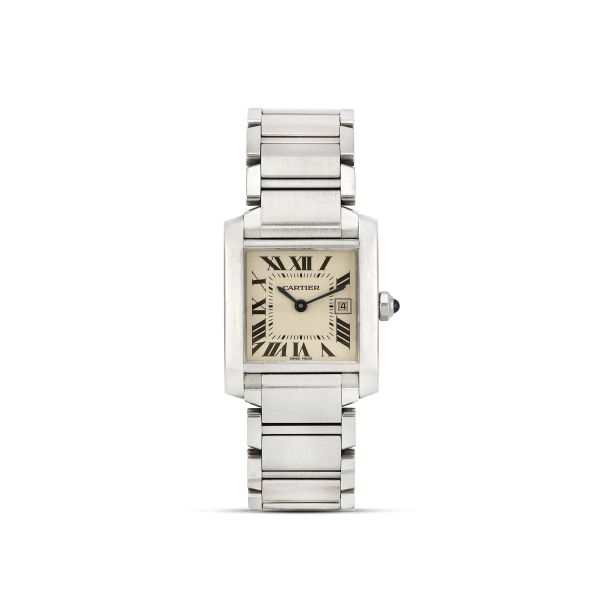 Cartier - CARTIER TANK FRANCAISE MID-SIZE REF. 2465 STAINLESS STEEL WRISTWATCH