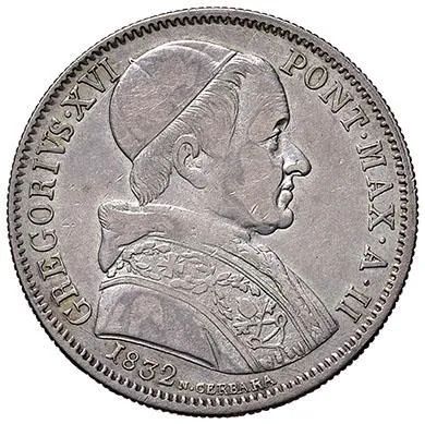 GREGORIO XVI (BARTOLOMEO ALBERTO CAPPELLARI 1831 - 1846) MEZZO SCUDO ROMANO 1832