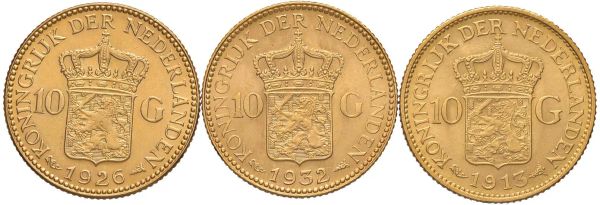 OLANDA. TRE MONETE DA 10 GULDEN