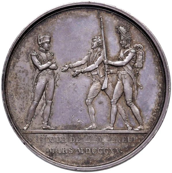MEDAGLIA NAPOLEONICA IN ARGENTO PER IL RITORNO DELL&rsquo;IMPERATORE 1815 OP. ANDRIEU &amp; BRENET