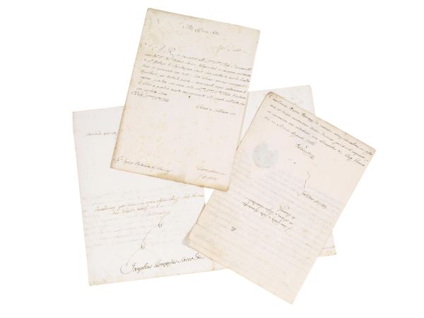 FERDINANDO I DI BORBONE (1751-1802) duca di Parma, Piacenza e Guastalla dal 1765 al 1802. Lettera con firma autografa, datata 17 dicembre 1778, relativa ad una concessione a privato, ed altre 2 lettere, di cui una con sigillo impresso.