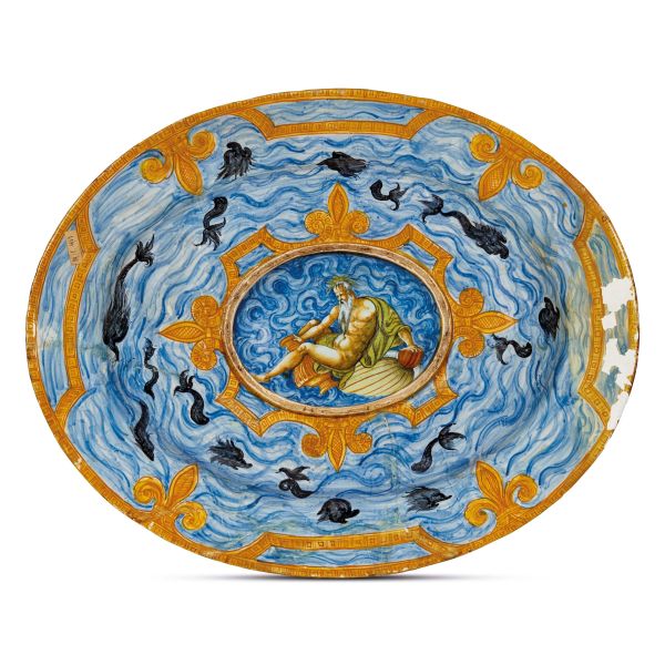 VASSOIO OVALE DA PARATA, PROBABILMENTE ANTONIO CONRADO, FRANCIA, NEVERS, 1620-1645 CIRCA