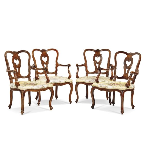 FOUR VENETIAN AMCHAIRS, 18TH CENTURY