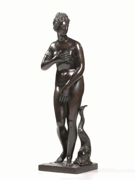  Bronzetto, Toscana, fine sec. XVII-inizi sec. XVIII,  Venere Anadiomene, su 