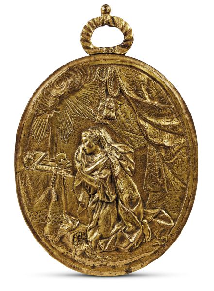 German, early 18th century, The repetant Magdalene, gilt bronze
