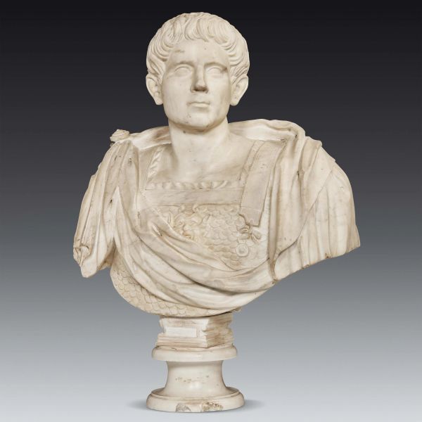 Attributed to Giovanni Baratta, bust of an Emperor, white marble