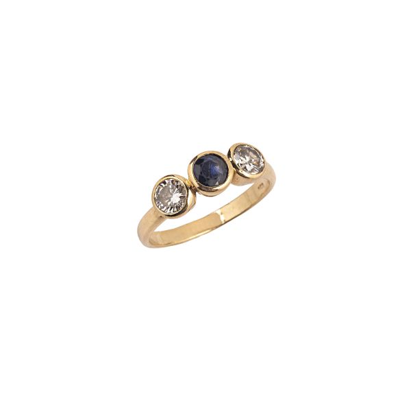 ANELLO CON PIETRA BLU E DIAMANTI
