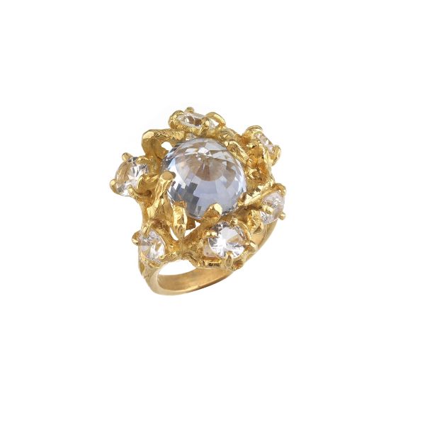 SYNTHETIC STONE RING IN 18KT YELLOW GOLD