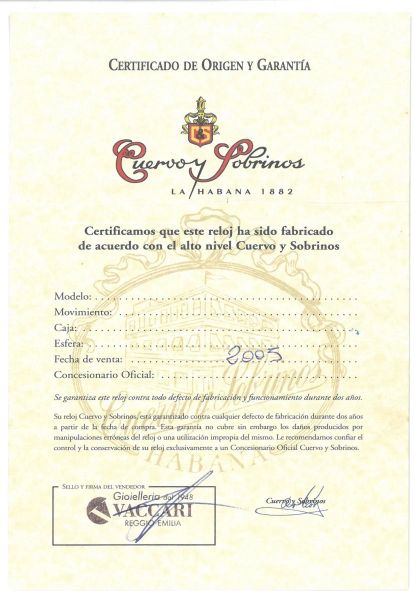 CUERVO Y SOBRINOS ESPLENDIDOS REF. O 2412/2 IN ORO ROSA ANNO 2005