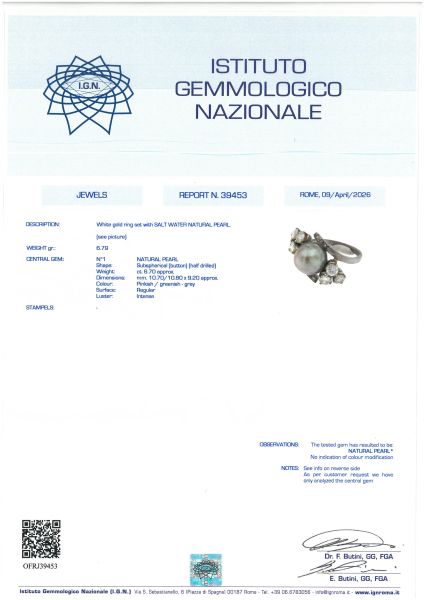 ANELLO CON PERLA NATURALE E DIAMANTI