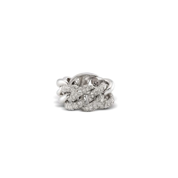 CURB DIAMOND RING IN 18KT WHITE GOLD