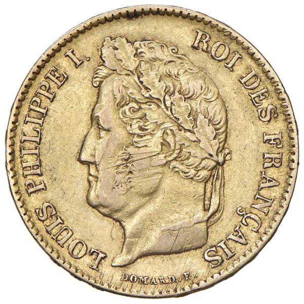 



FRANCIA. LUIGI FILIPPO I (1830-1848) 40 FRANCHI 1834 PARIGI 
