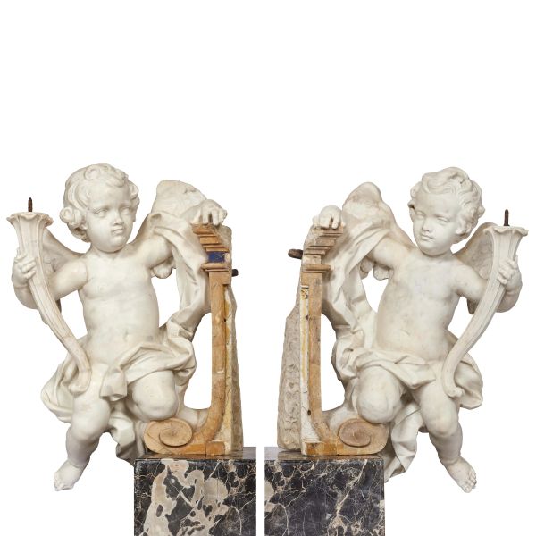 



Tuscan school, 17th century, a pair of holding angles, marble