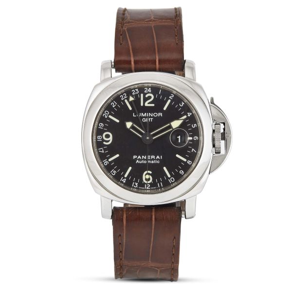 PANERAI LUMINOR GMT PAM00063     N. C14XX/1500 STAINLESS STEEL WRISTWATCH, 2001