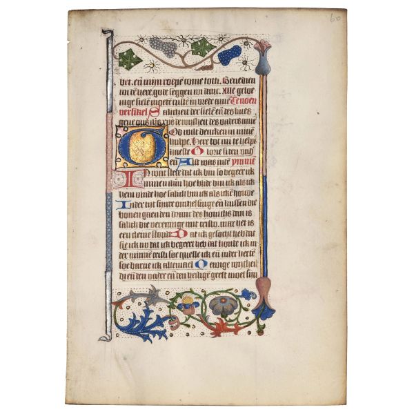Illuminated leaf from a small Flemish book of hours, end of 15th century. Translation of description and condition report upon request.