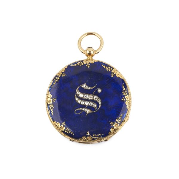 



YELLOW GOLD POCKET WATCH WITH BLUE ENAMEL