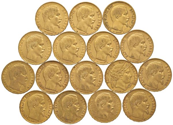 FRANCIA SEDICI MONETE IN ORO DA 20 FRANCHI