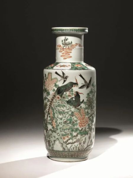  Vaso Cina sec. XVIII - XIX, in porcellana di forma cilindrica dal collo     