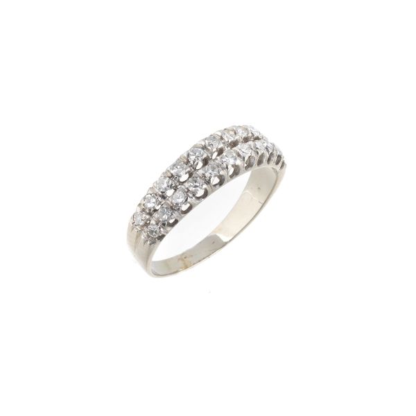 RIVIERE DOBBLE ROW DIAMOND RING IN 18KT WHITE GOLD