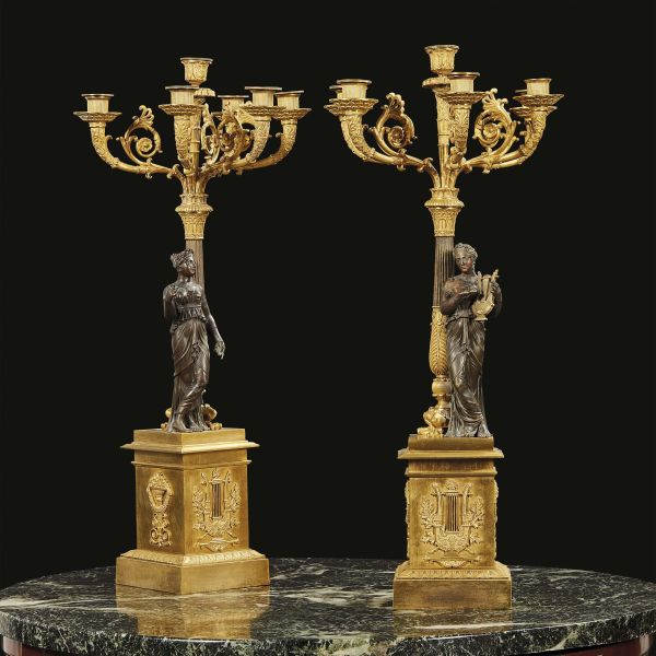 COPPIA DI CANDELABRI, FRANCIA, INIZIO SECOLO XIX