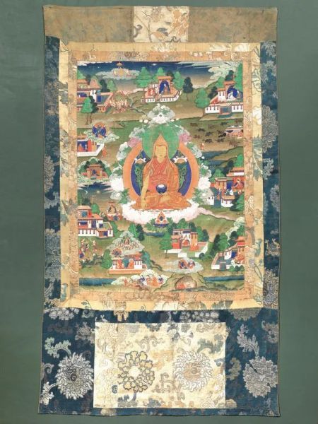  Thangka, ibet area himalayana sec. XIX , pittura su stoffa raffi -