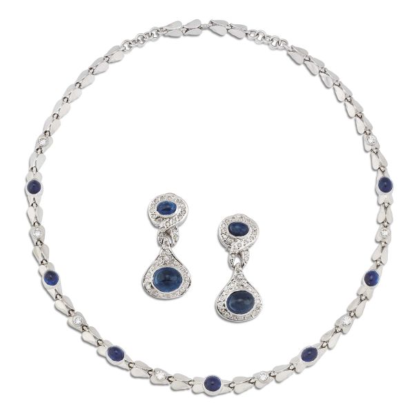 



SAPPHIRE AND DIAMOND DEMI PARURE IN 14KT GOLD