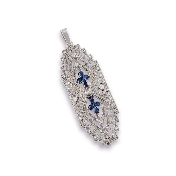 



BROOCH-PENDANT WITH DIAMONDS AND SAPPHIRES