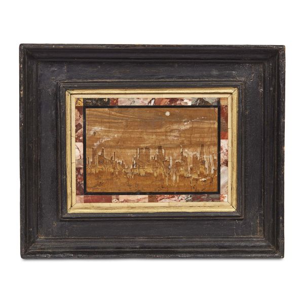 Florentine, second half 19th century, A pietre dure plaque, 15,5x21 cm, with frame 26x32x4,5 cm