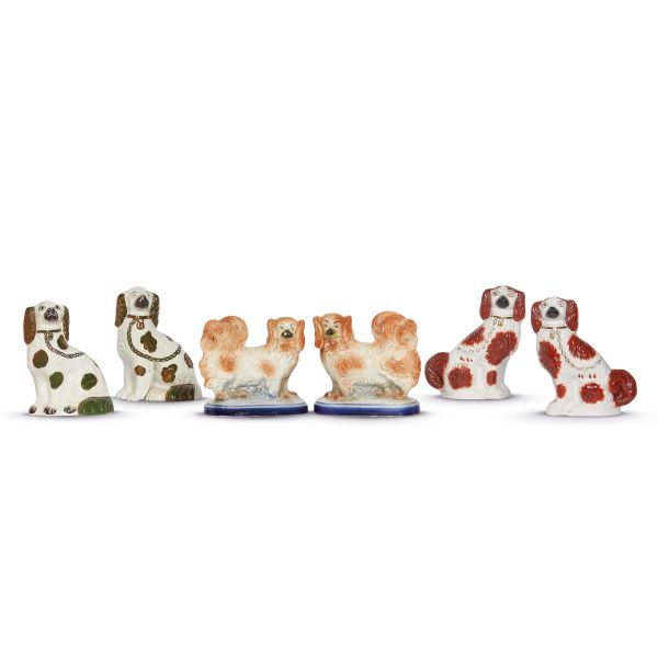 



THREE PAIRS OF ENGLISH DOGS, 19TH CENTURY