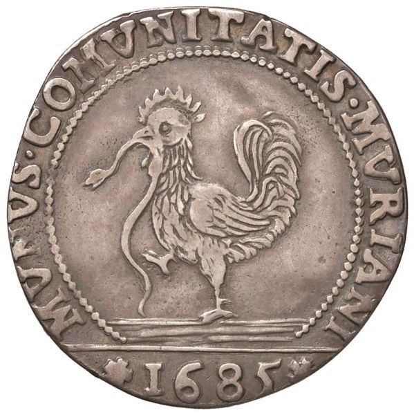      MURANO. MARCANTONIO GIUSTINIAN CVII DOGE (1684-1688) OSELLA 1685 