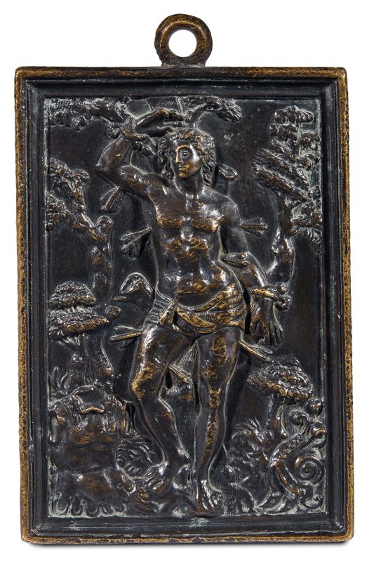 Spanish, early 17th century, Saint Sebastian, bronze  - Auction PLAQUETS, MEDALS, BRONZETS - Pandolfini Casa d'Aste