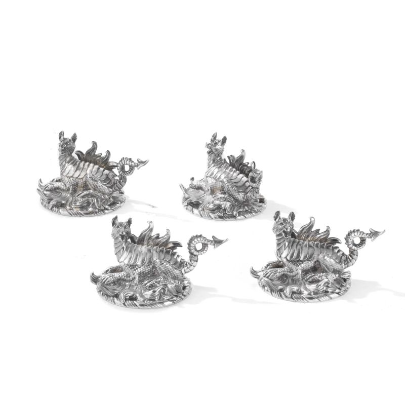 FOUR SILVER DRAGONS, LONDON, 1844, MARK OF ROBERT GARRAD II  - Auction ITALIAN AND EUROPEAN SILVER - Pandolfini Casa d'Aste