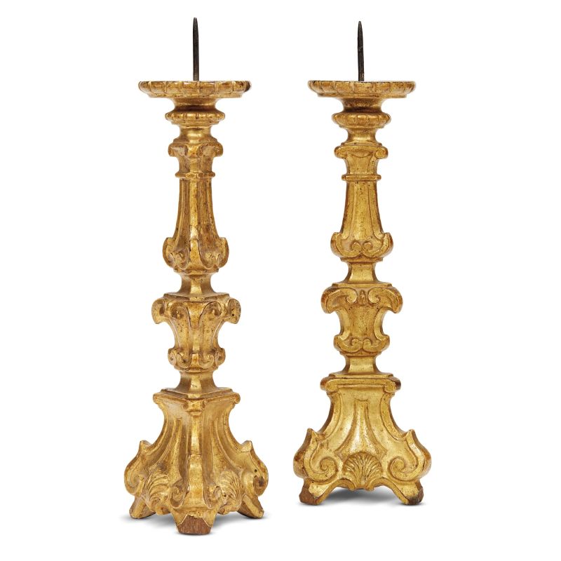A PAIR OF SMALL TUSCAN CANDLESTICKS, 18TH CENTURY  - Auction furniture and works of art - Pandolfini Casa d'Aste