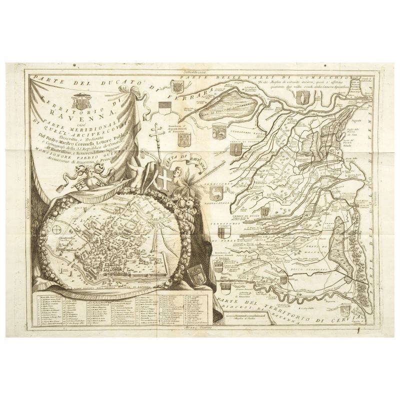 Coronelli, Vincenzo. Territorio di Ravenna. Venezia, 1696-98.  - Auction BOOKS, MANUSCRIPTS,  AUTOGRAPHS AND PRINTS - Pandolfini Casa d'Aste